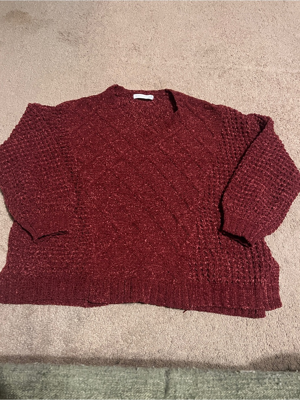 Altar’d State Burgundy Chenille Cable Knit Cozy Sweater